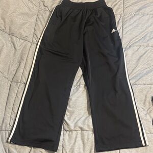Adidas Black and White Track-pants  with Three-Stripe Design